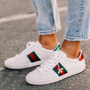 GUCCI New Ace Sneaker Bee Womens Size 36.5 EU 6.5 US